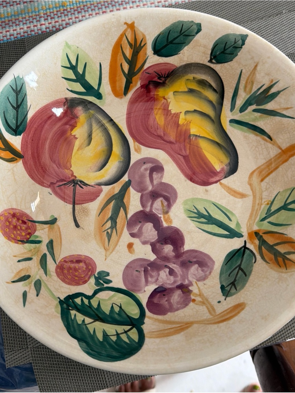 Vintage fruit bowl excellent glaze hand painted